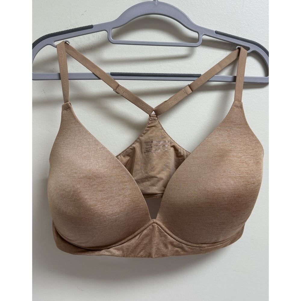 Adore Me 38DD Nude T-Short Bra Criss Cross Back Lightly Lined Wireless Stretch